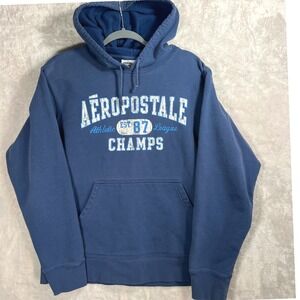 Aeropostale Hoodie Sweatshirt Womens ‎ Large Y2K Blue 2000s Grunge Champs